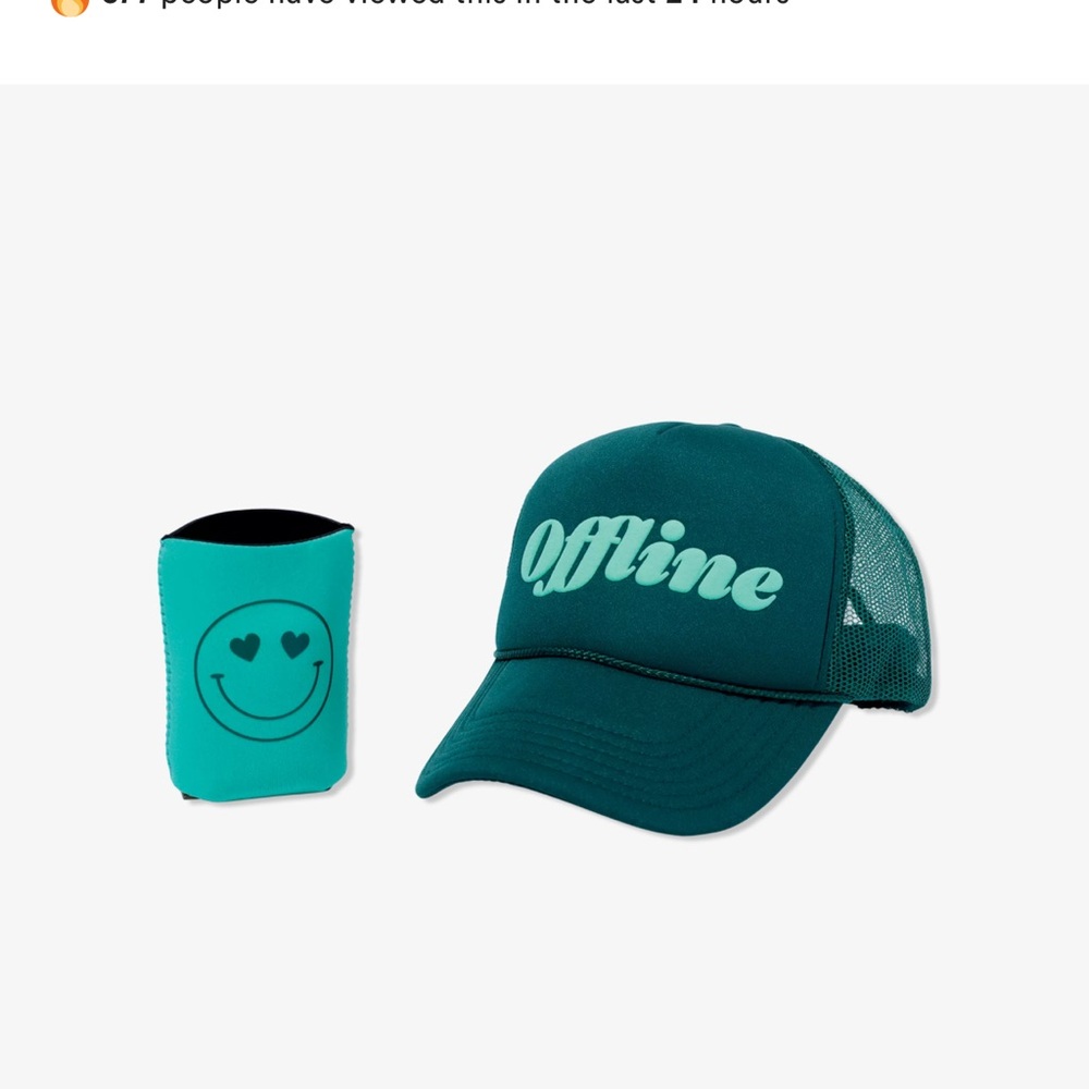 Ulta Beauty Teal Trucker Hat and Can Cooler Set